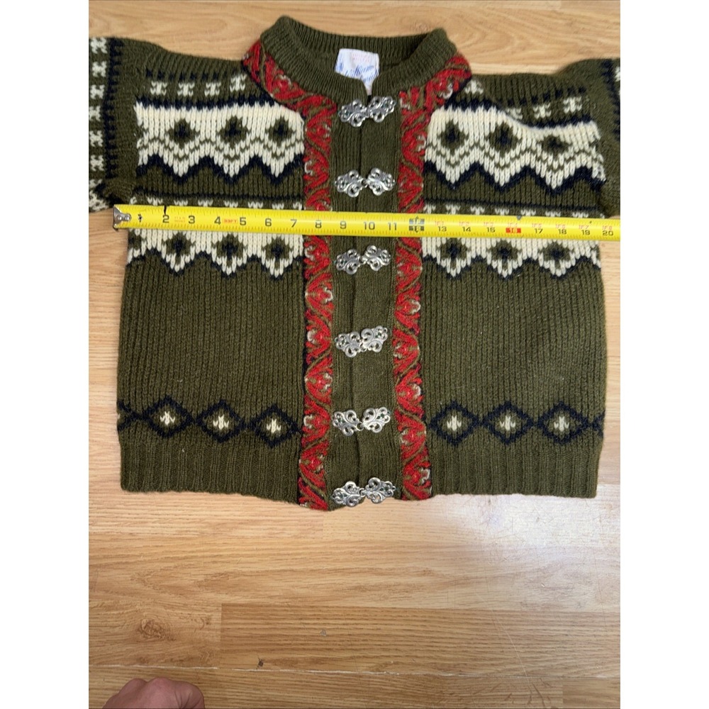 Vintage William Schmidt Olive Green Wool Cardigan Clasp Closure Women's Small - Picture 4 of 9